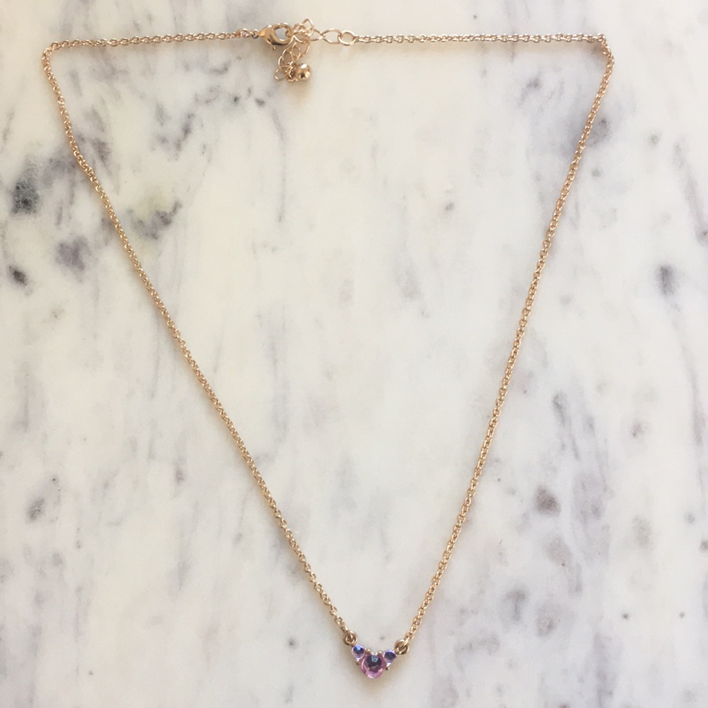 Trio Stone Pink And Purple Necklace 7$